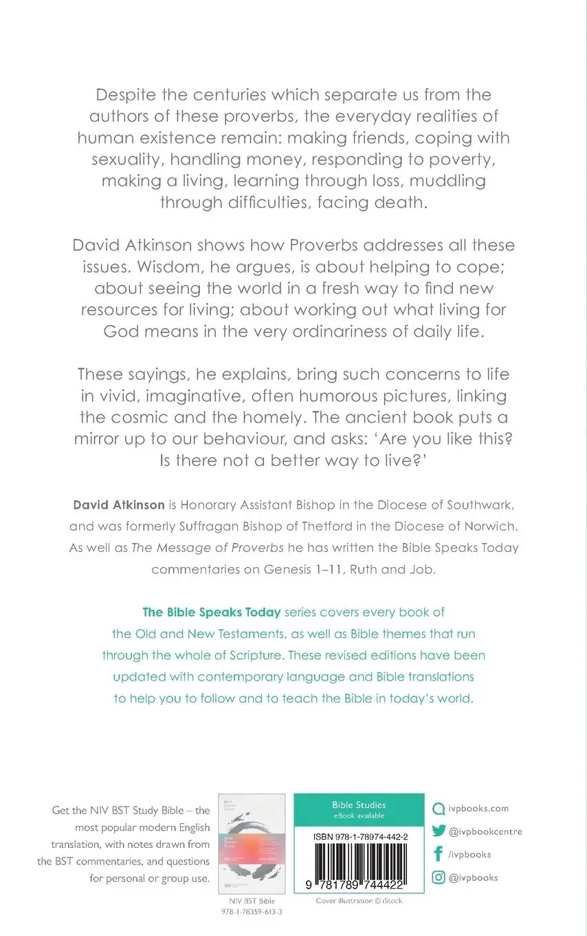 Rückseite: 9781789744422 | The Message of Proverbs | Wisdom For Life | David Atkinson | Buch