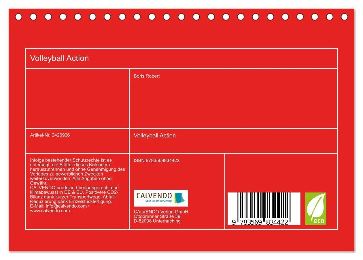 Bild: 9783569834422 | Volleyball Action (Tischkalender 2027 DIN A5 quer), CALVENDO...