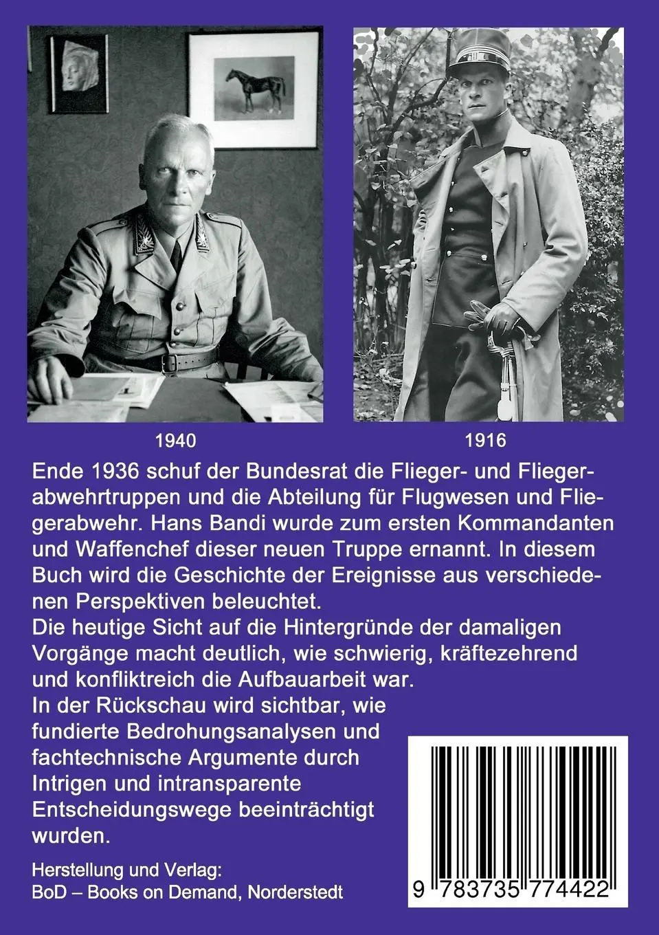 Rückseite: 9783735774422 | Oberstdivisionär Hans Bandi | Wegbereiter der Schweizer Luftwaffe