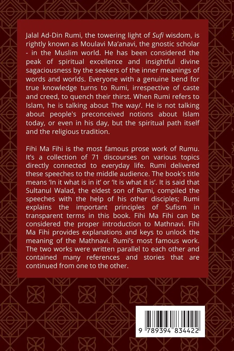 Rückseite: 9789394834422 | Discourses of Rumi | ¿¿¿ ¿¿ ¿¿¿ | Maulana Jalaludin Rumi | Taschenbuch