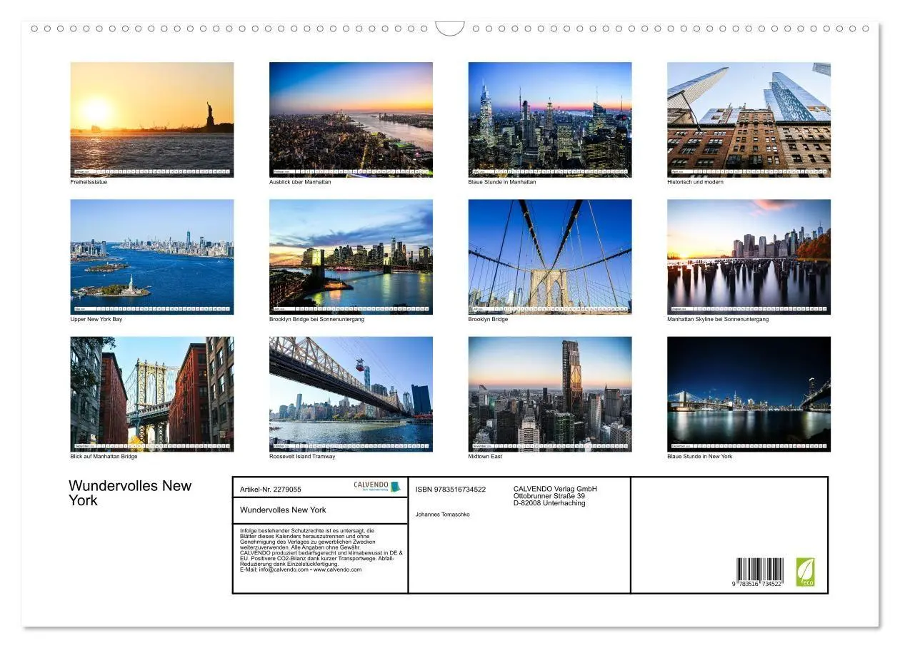 Bild: 9783516734522 | Wundervolles New York (Wandkalender 2026 DIN A2 quer), CALVENDO...