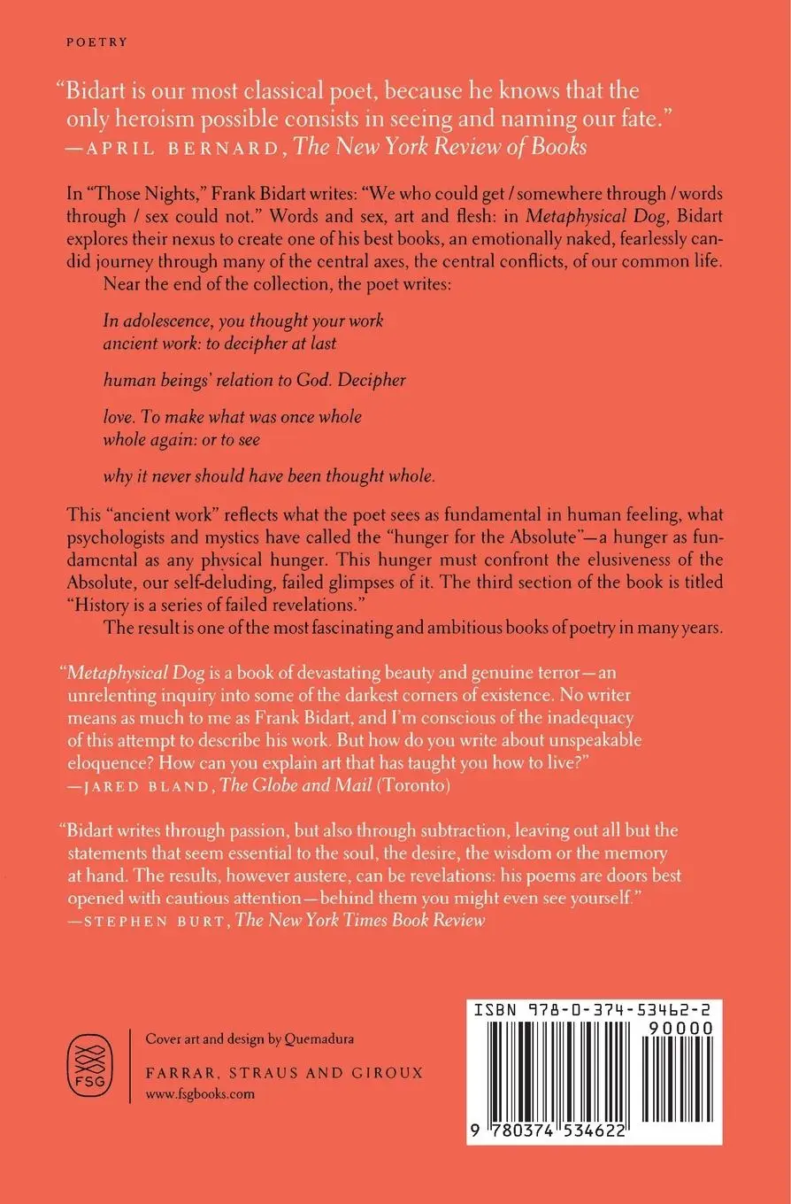 Rückseite: 9780374534622 | Metaphysical Dog | Frank Bidart | Taschenbuch | Englisch | 2014