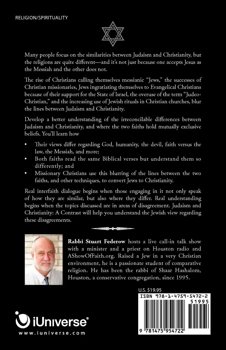 Rückseite: 9781475954722 | Judaism and Christianity | A Contrast | Rabbi Stuart Federow | Buch