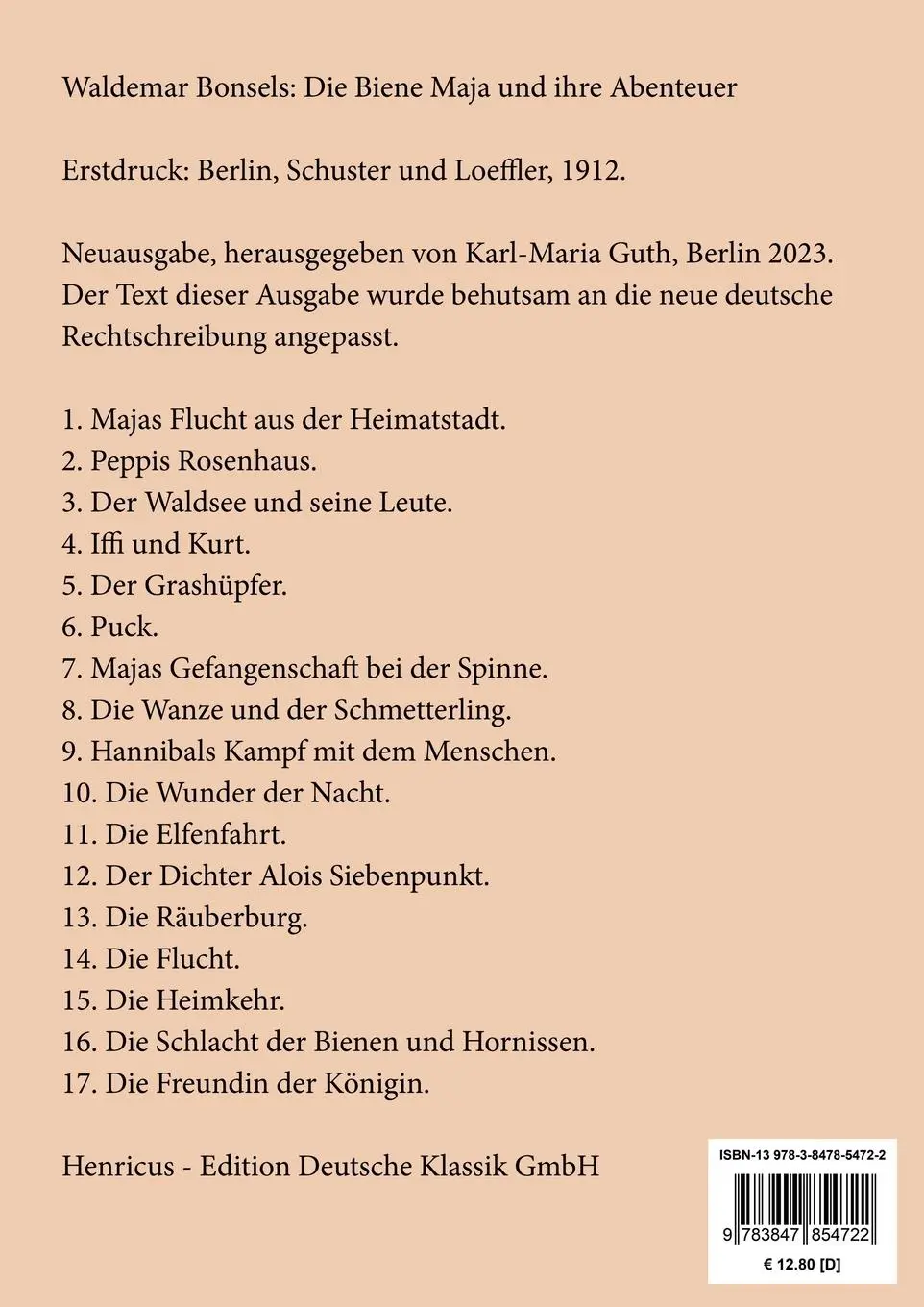 Rückseite: 9783847854722 | Die Biene Maja und ihre Abenteuer (Großdruck) | Waldemar Bonsels