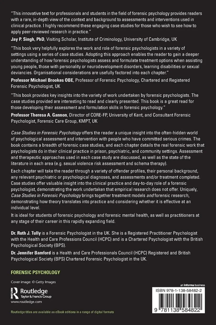 Rückseite: 9781138584822 | Case Studies in Forensic Psychology | Ruth Tully (u. a.) | Taschenbuch