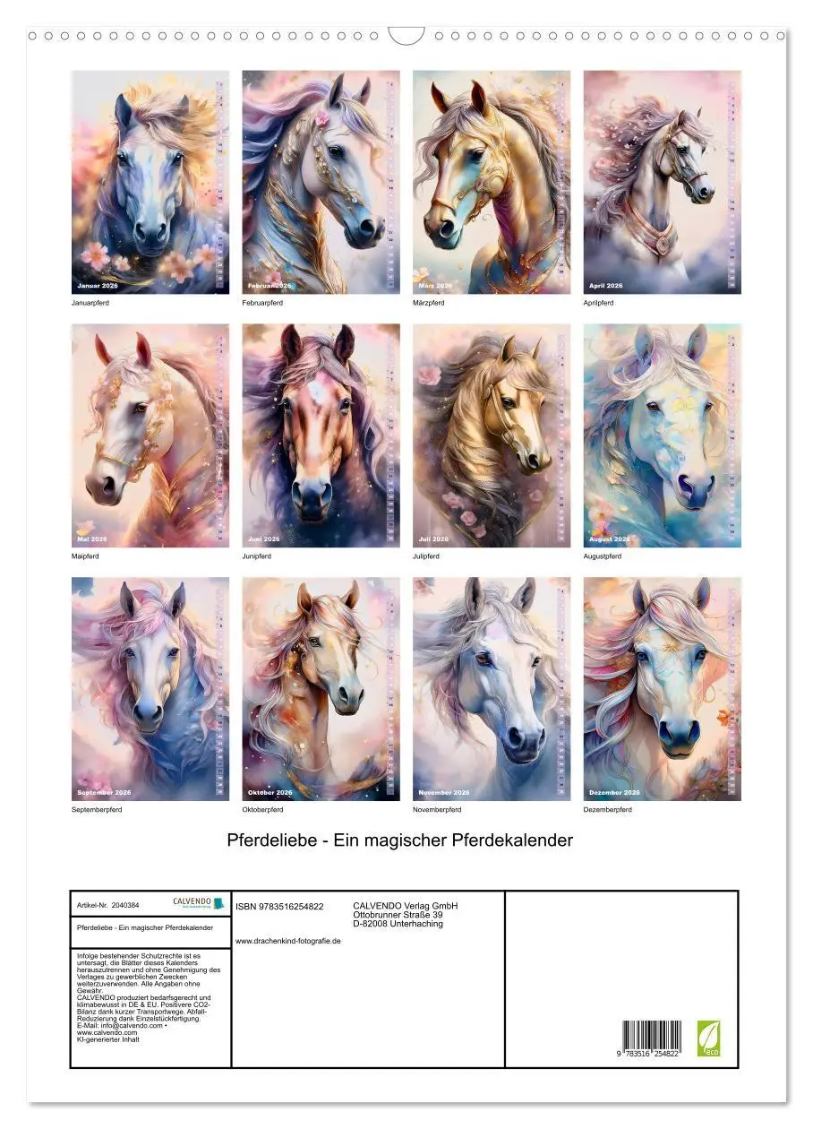 Bild: 9783516254822 | Pferdeliebe - Ein magischer Pferdekalender (Wandkalender 2026 DIN...