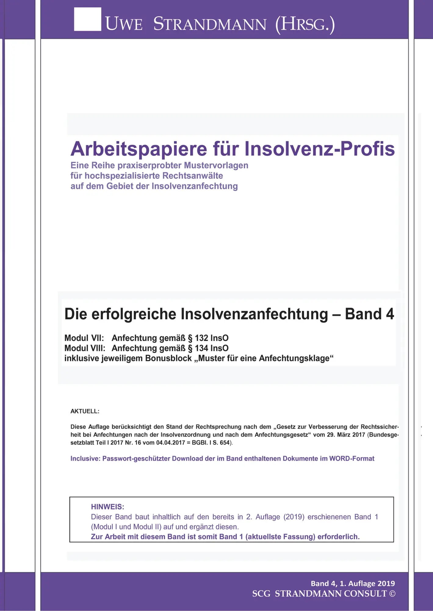 Cover: 9783748224822 | Die erfolgreiche Insolvenzanfechtung ¿ Band 4 | Jens-Uwe Strandmann