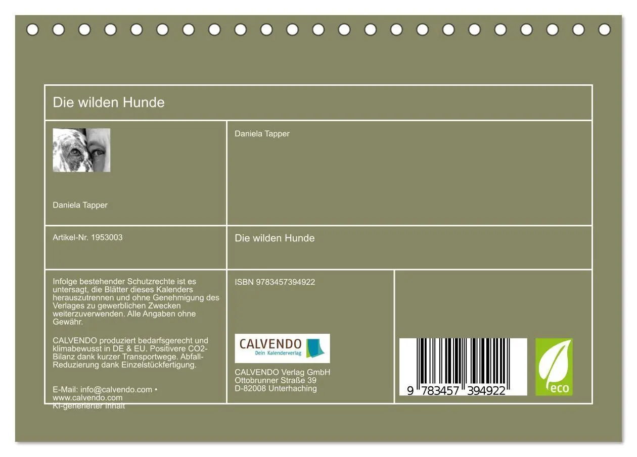 Bild: 9783457394922 | Die wilden Hunde (Tischkalender 2026 DIN A5 quer), CALVENDO...