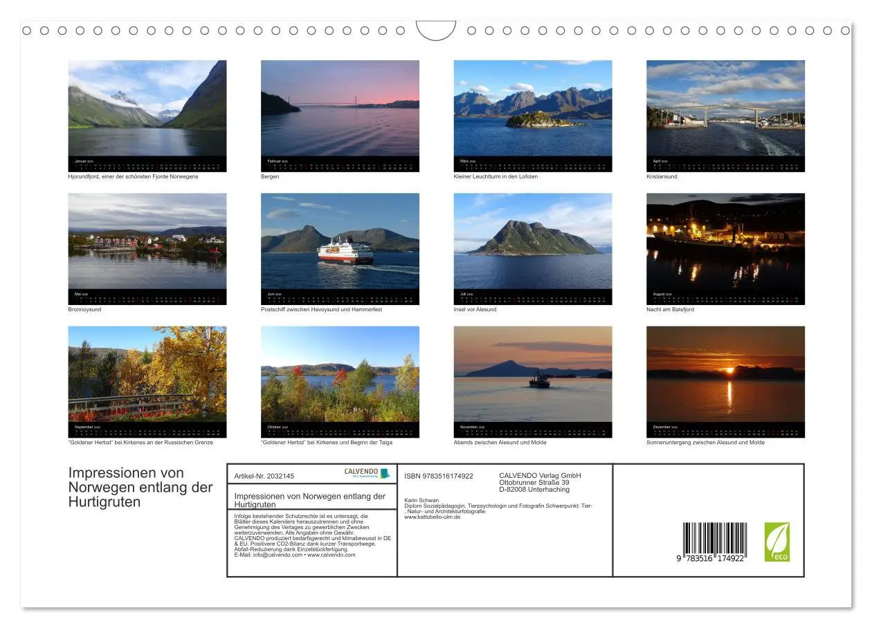 Bild: 9783516174922 | Impressionen von Norwegen entlang der Hurtigruten (Wandkalender...
