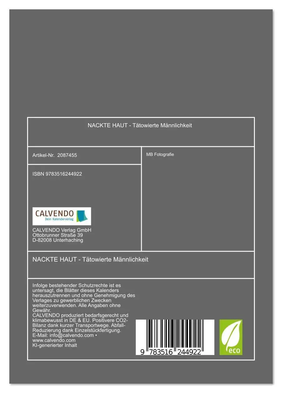 Bild: 9783516244922 | NACKTE HAUT - Tätowierte Männlichkeit (Tischkalender 2026 DIN A5...