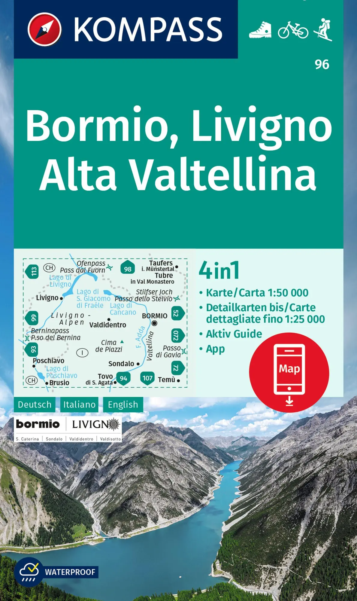 Cover: 9783991214922 | KOMPASS Wanderkarte 96 Bormio, Livigno, Alta Valtellina 1:50.000