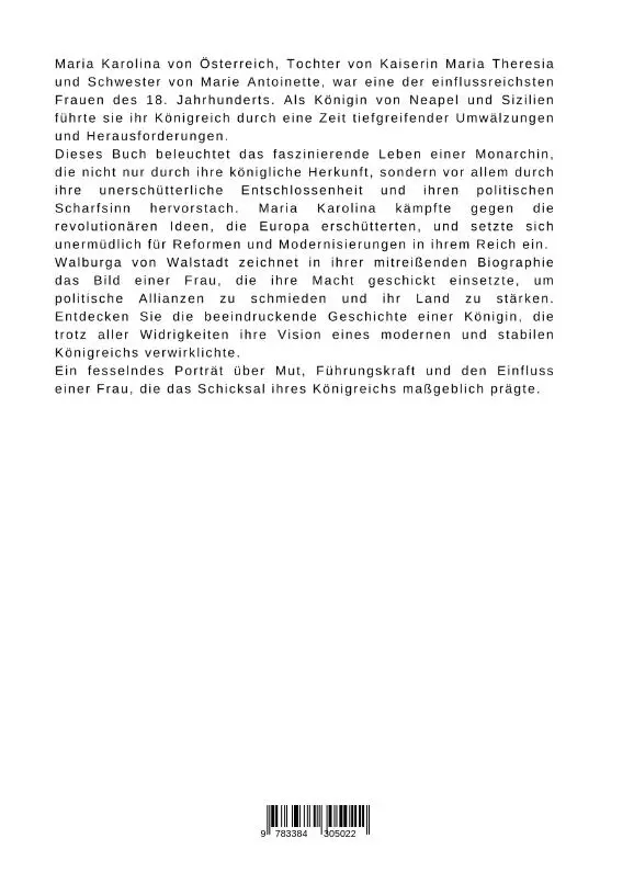 Rückseite: 9783384305022 | Maria Karolina von Österreich | Die Starke Frau im Königreich Sizilien