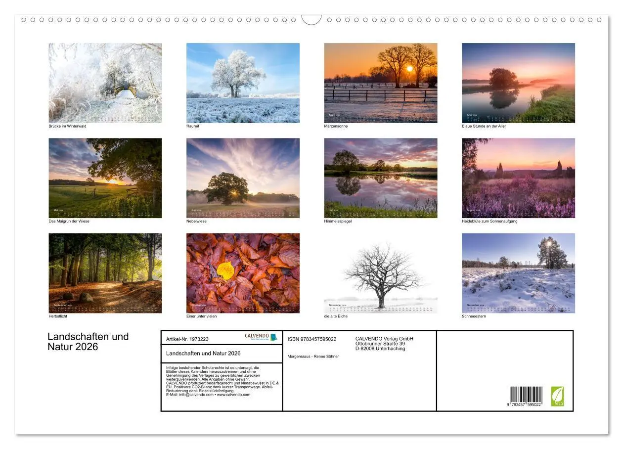 Bild: 9783457595022 | Landschaften und Natur 2026 (Wandkalender 2026 DIN A2 quer),...