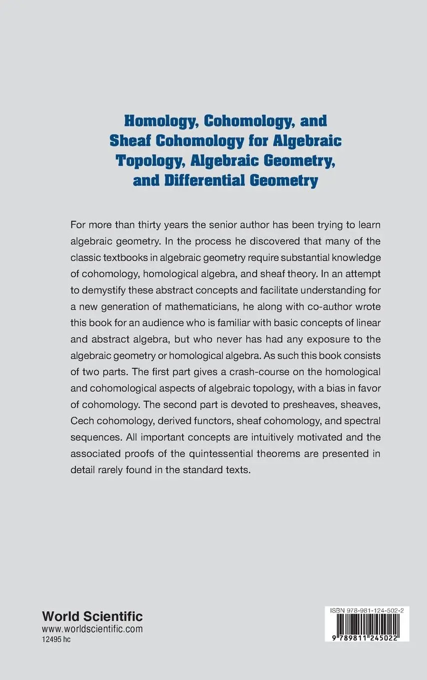 Rückseite: 9789811245022 | HOMOLOGY, COHOMOLOGY, &amp; SHEAF COHOMOLOGY FOR ALGEBRAIC .. | Quaintance