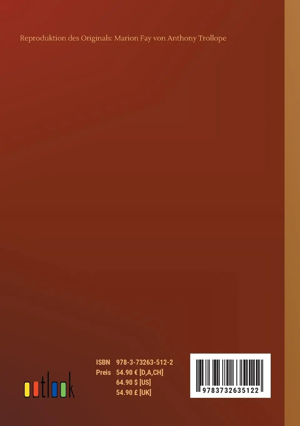 Rückseite: 9783732635122 | Marion Fay | Anthony Trollope | Taschenbuch | 496 S. | Deutsch | 2018