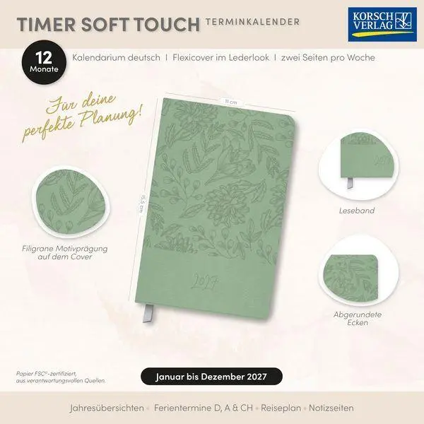 Bild: 9783819305122 | Timer Soft Touch himmelblau 2027 | Korsch Verlag | Buch | 128 S.