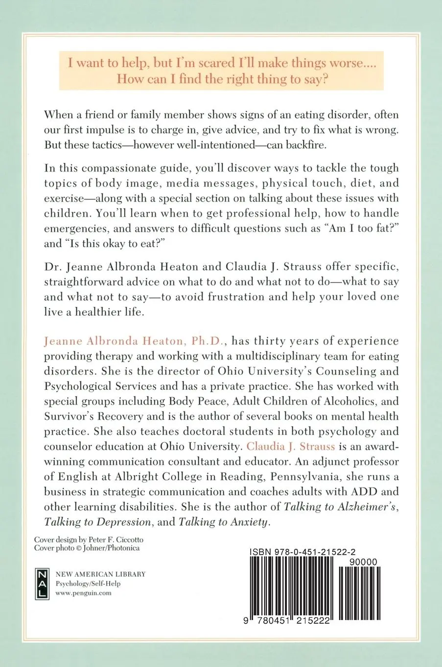 Rückseite: 9780451215222 | Talking to Eating Disorders | Jeanne Albronda Heaton (u. a.) | Buch