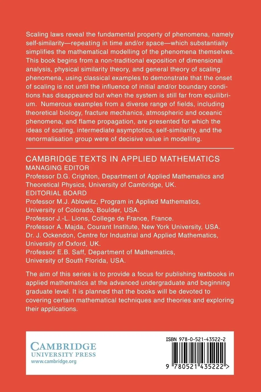 Rückseite: 9780521435222 | Scaling, Self-Similarity, and Intermediate Asymptotics | Taschenbuch