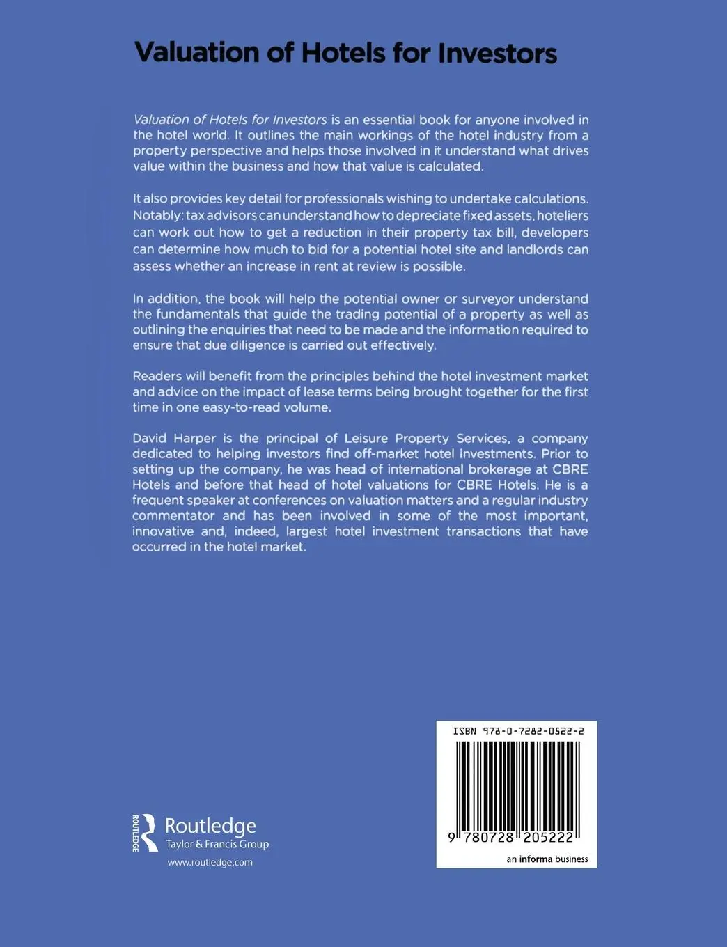 Rückseite: 9780728205222 | Valuation of Hotels for Investors | David Harper | Taschenbuch | 2008