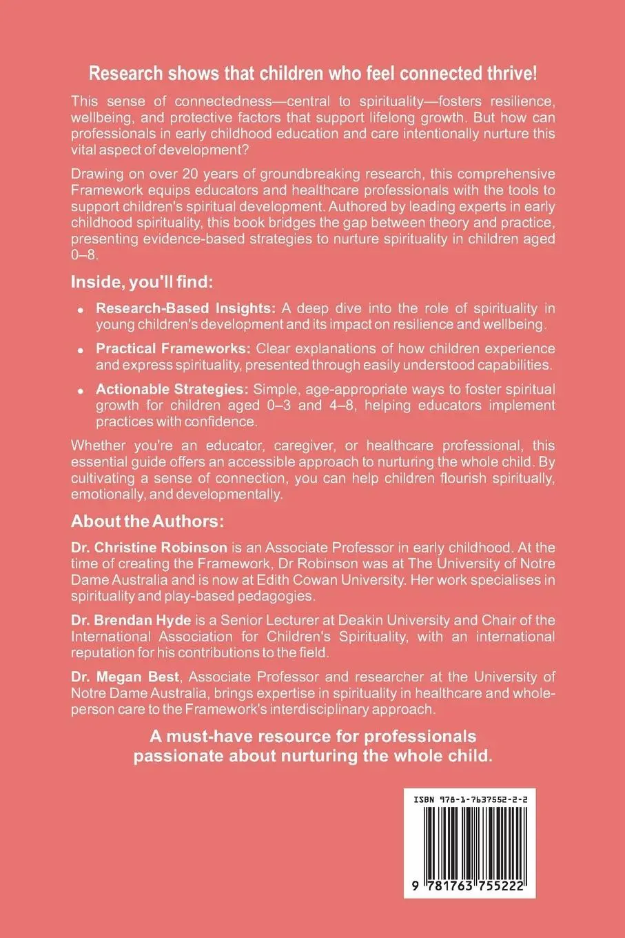 Rückseite: 9781763755222 | A Framework for Young Children's Spiritual Capabilities | Taschenbuch