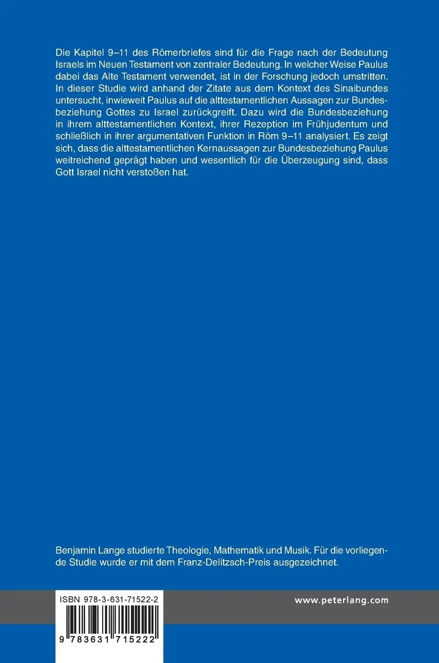 Rückseite: 9783631715222 | Gott bleibt Israel treu | Benjamin Lange | Buch | Edition Israelogie