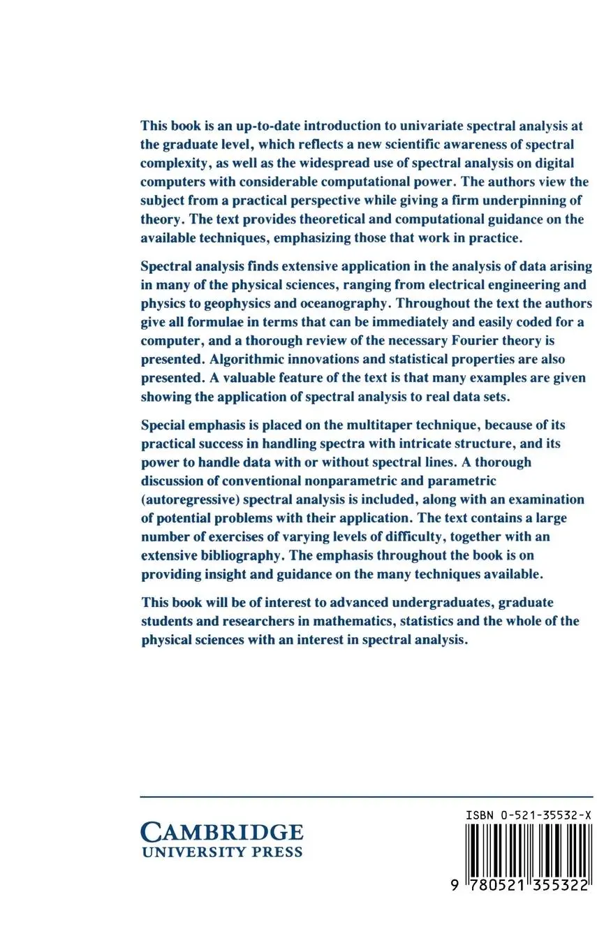 Rückseite: 9780521355322 | Spectral Analysis for Physical Applications | Percival (u. a.) | Buch