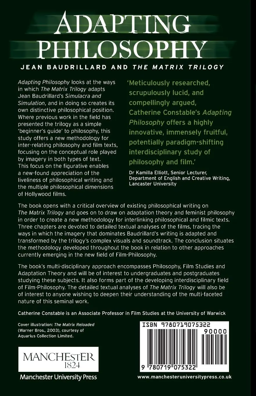 Rückseite: 9780719075322 | Adapting philosophy | Jean Baudrillard and *The Matrix Trilogy* | Buch