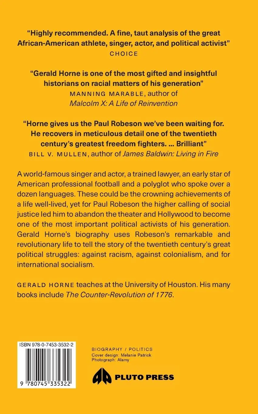 Rückseite: 9780745335322 | Paul Robeson | The Artist as Revolutionary | Gerald Horne | Buch
