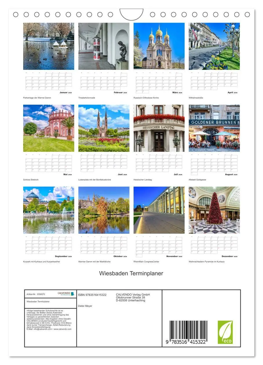 Bild: 9783516415322 | Wiesbaden Terminplaner (Wandkalender 2026 DIN A4 hoch), CALVENDO...
