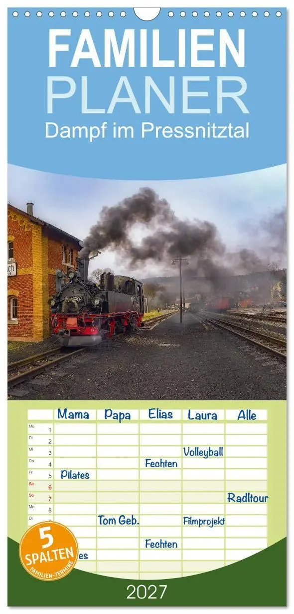 Cover: 9783594325322 | Familienplaner 2027 - Dampf im Pressnitztal mit 5 Spalten...