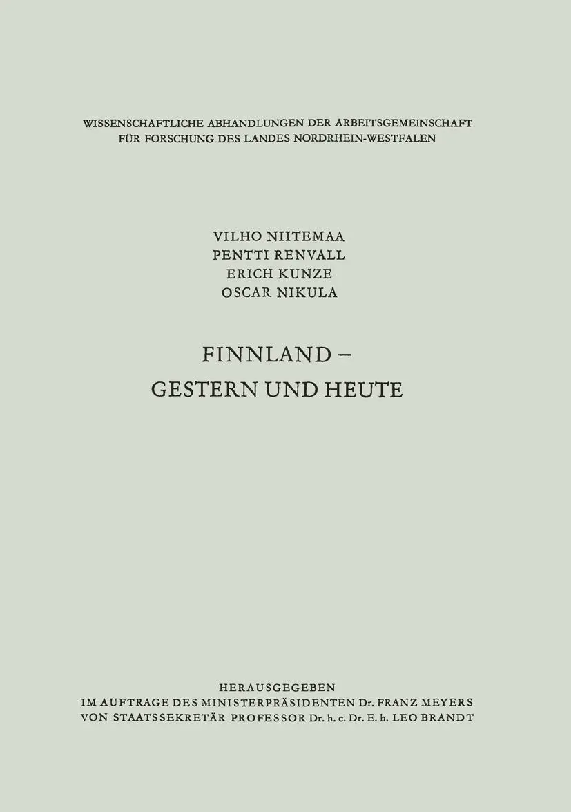 Cover: 9783663005322 | Finnland - gestern und heute | Vilho Niitemaa | Taschenbuch | 79 S.