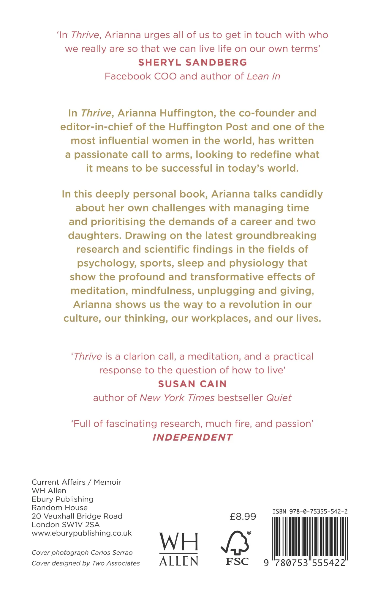 Rückseite: 9780753555422 | Thrive | Arianna Huffington | Taschenbuch | 342 S. | Englisch | 2015