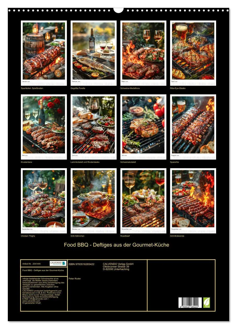 Bild: 9783516265422 | Food BBQ - Deftiges aus der Gourmet-Küche (Wandkalender 2026 DIN A2...