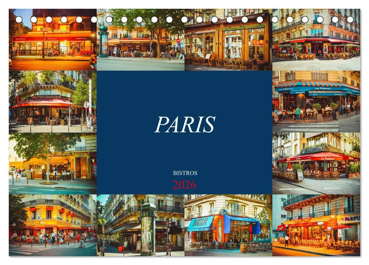 Cover: 9783457855522 | Paris Bistros (Tischkalender 2026 DIN A5 quer), CALVENDO...