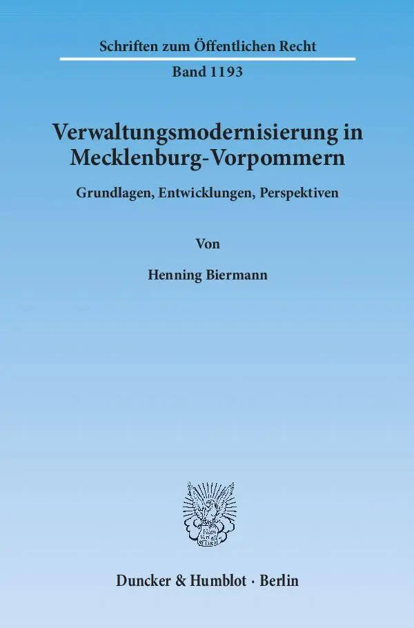 Cover: 9783428135622 | Verwaltungsmodernisierung in Mecklenburg-Vorpommern | Henning Biermann