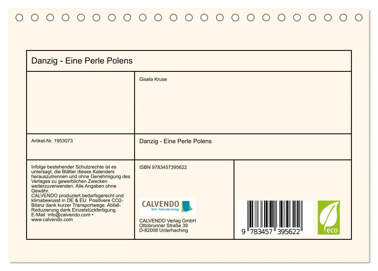 Bild: 9783457395622 | Danzig - Eine Perle Polens (Tischkalender 2026 DIN A5 quer),...