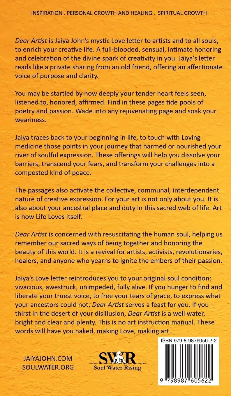 Rückseite: 9798987605622 | Dear Artist | A Love Letter | Jaiya John | Buch | Englisch | 2023