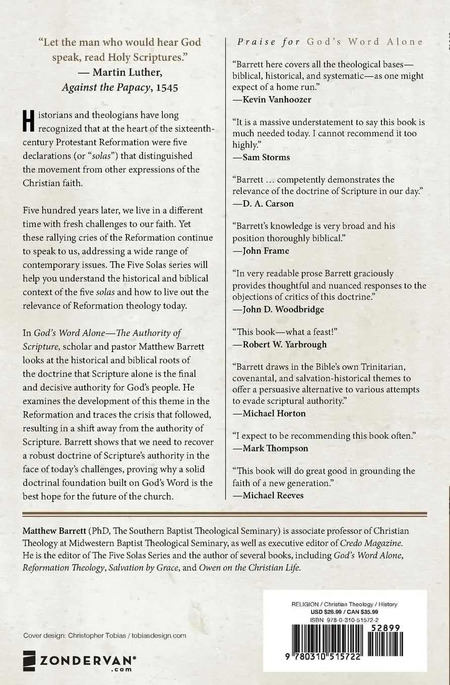 Rückseite: 9780310515722 | God's Word Alone---The Authority of Scripture | Matthew Barrett | Buch