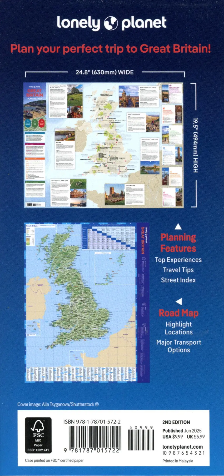 Bild: 9781787015722 | Lonely Planet Great Britain Planning Map | Lonely Planet | Englisch