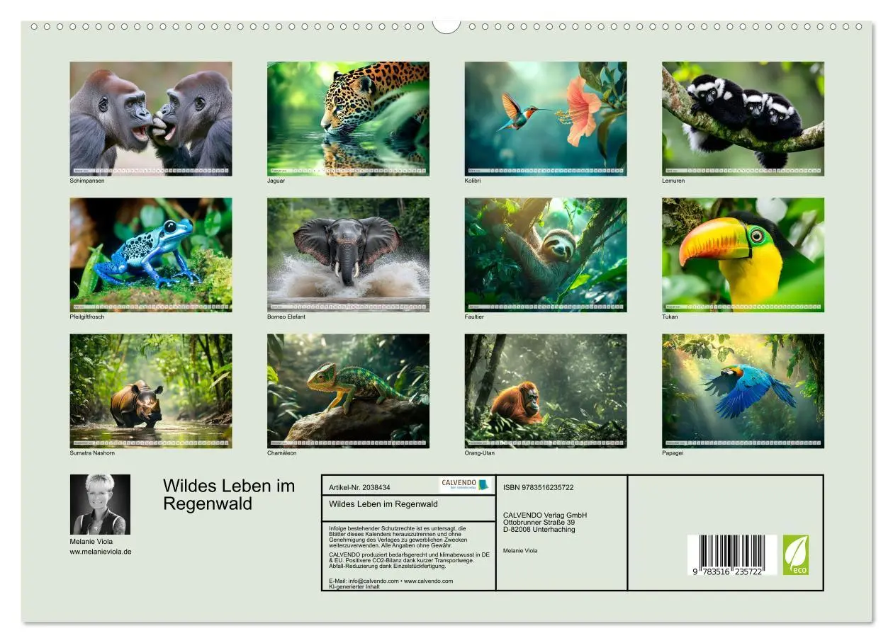 Bild: 9783516235722 | Wildes Leben im Regenwald (hochwertiger Premium Wandkalender 2026...