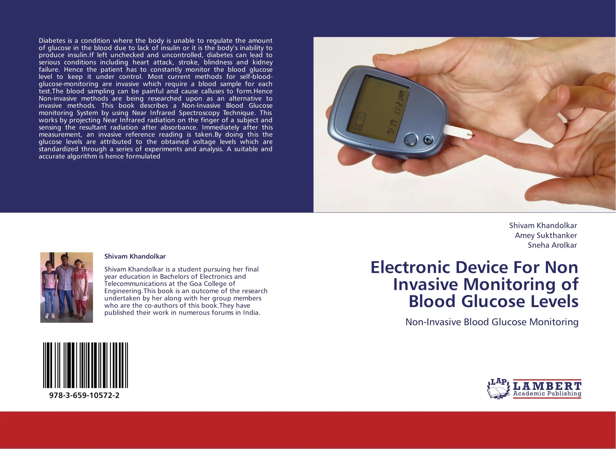 Cover: 9783659105722 | Electronic Device For Non Invasive Monitoring of Blood Glucose Levels