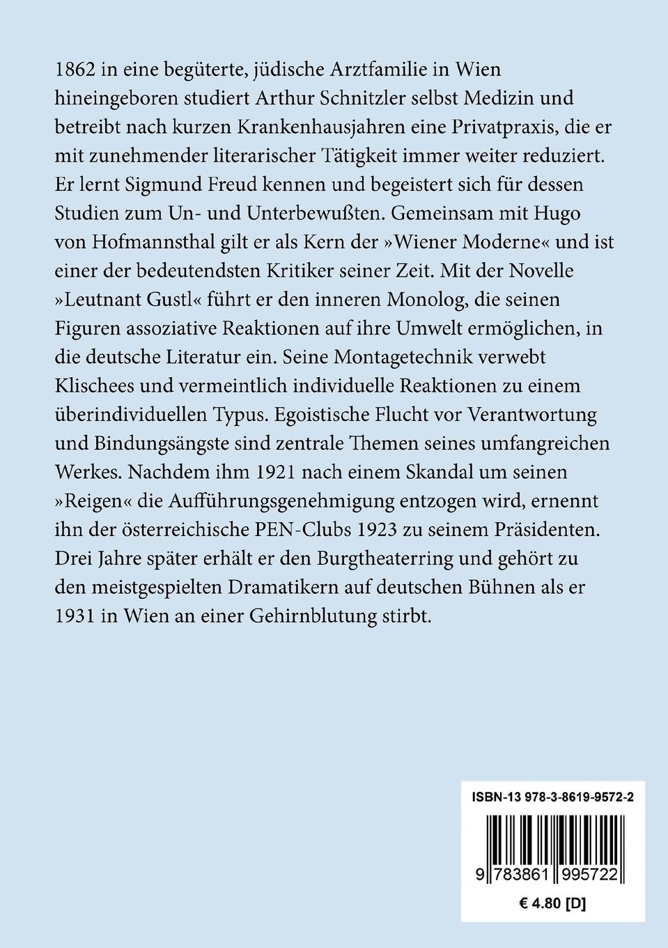 Rückseite: 9783861995722 | Spiel im Morgengrauen | Arthur Schnitzler | Taschenbuch | 80 S. | 2016