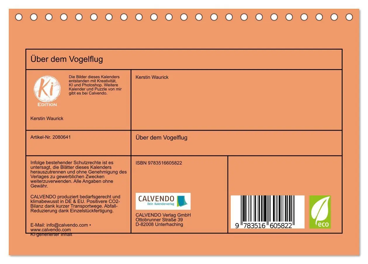 Bild: 9783516605822 | Über dem Vogelflug (Tischkalender 2026 DIN A5 quer), CALVENDO...