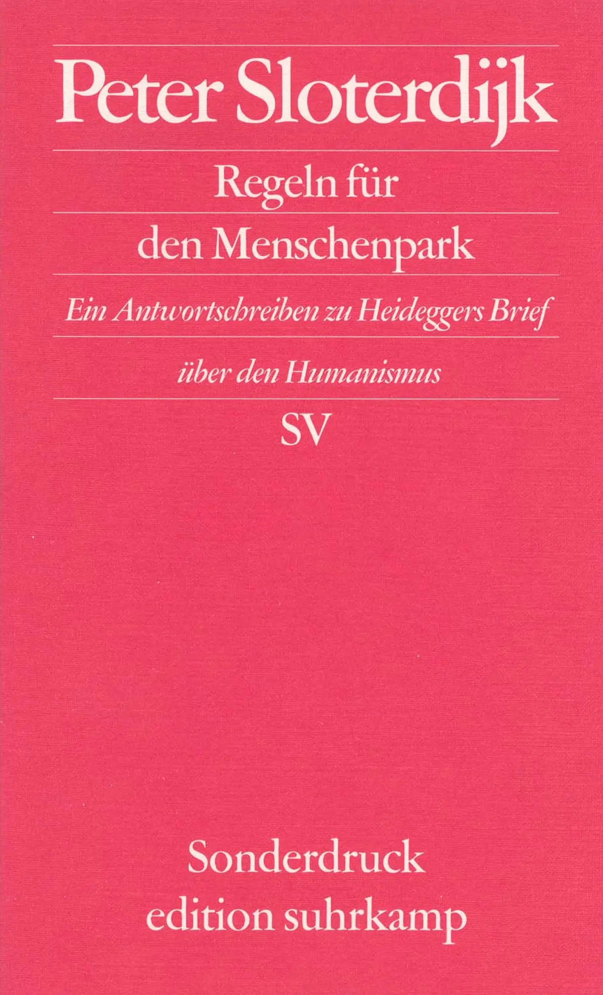 Cover: 9783518065822 | Regeln für den Menschenpark | Peter Sloterdijk | Taschenbuch | 64 S.