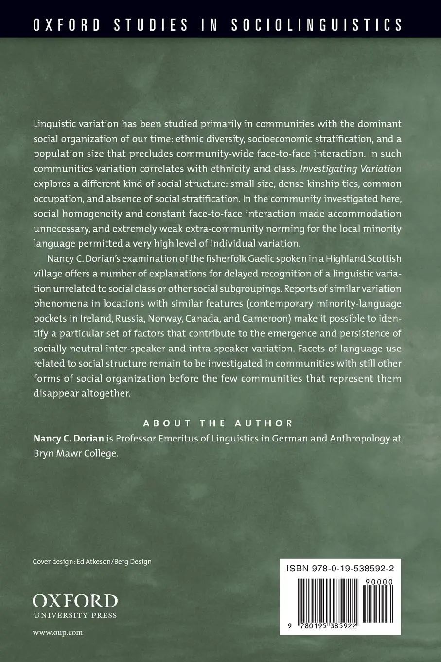 Rückseite: 9780195385922 | Investigating Variation | Nancy C Dorian | Taschenbuch | Englisch