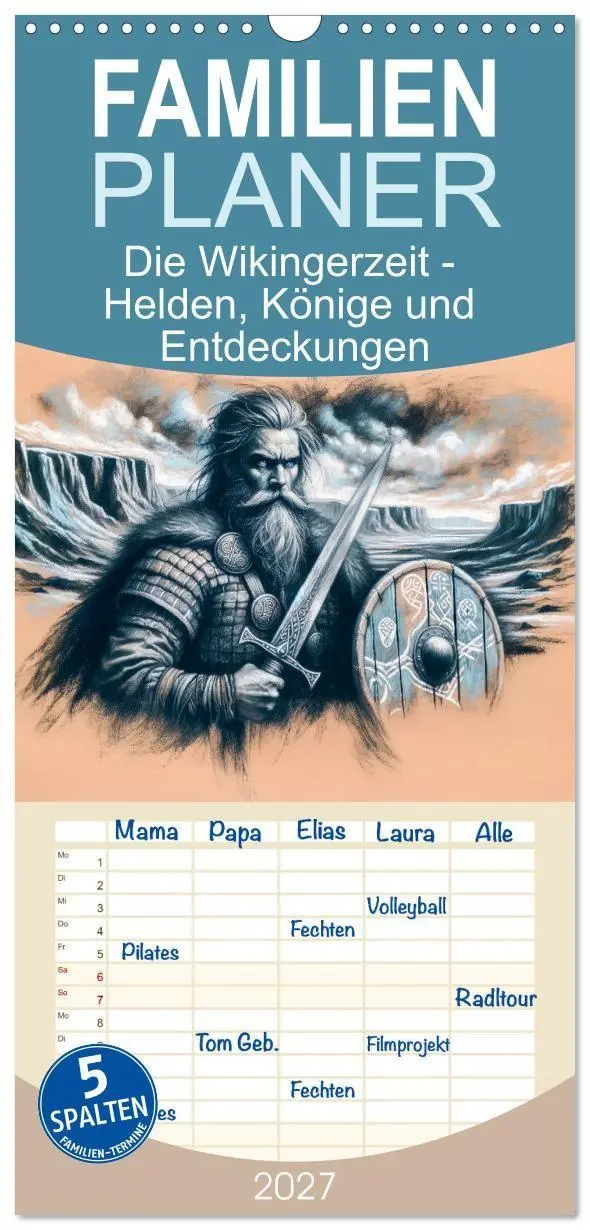 Cover: 9783594295922 | Familienplaner 2027 - Die Wikingerzeit - Helden, Könige und...