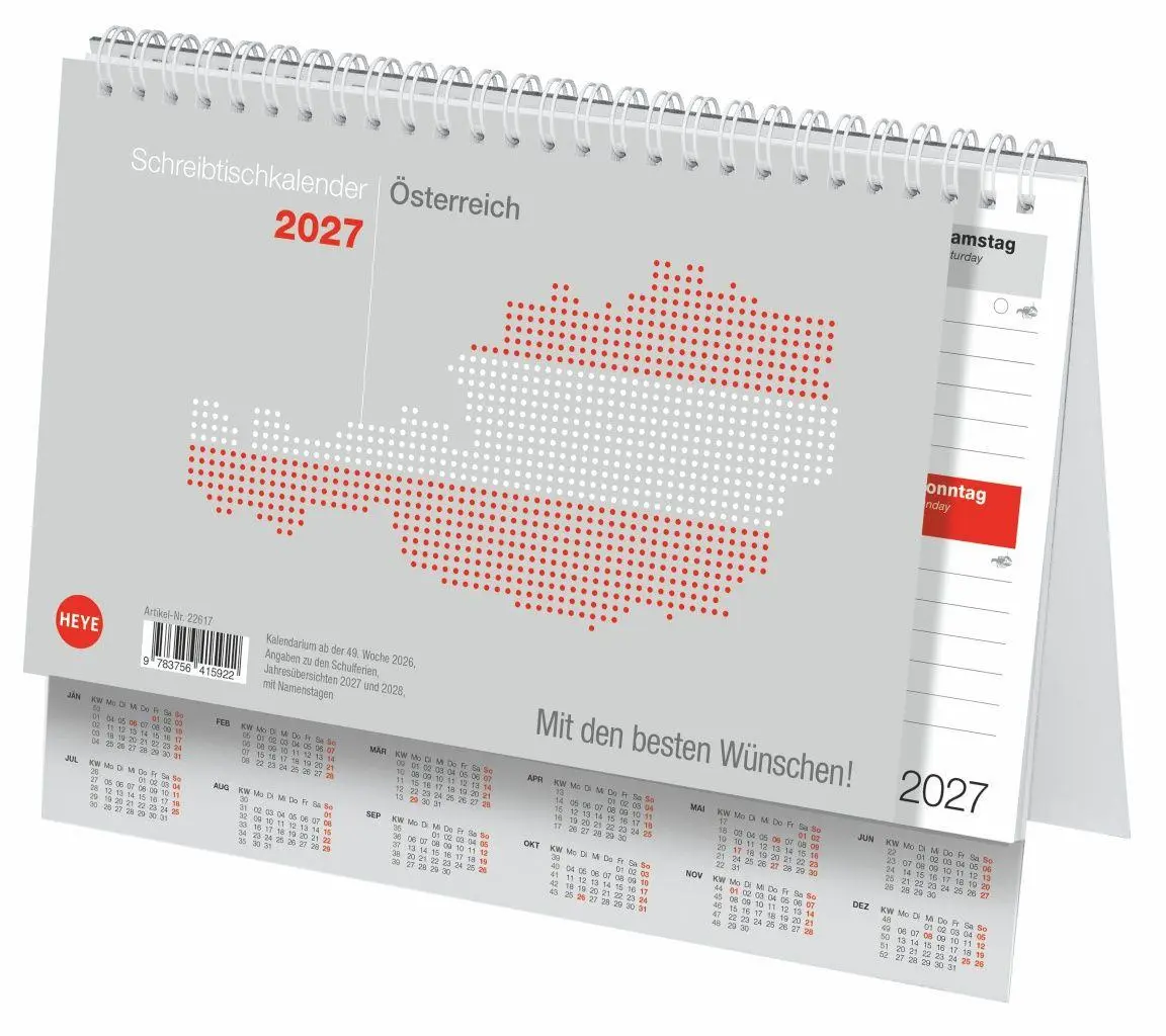 Cover: 9783756415922 | Schreibtischkalender Österreich klein 2027 | Heye | Kalender | 61 S.