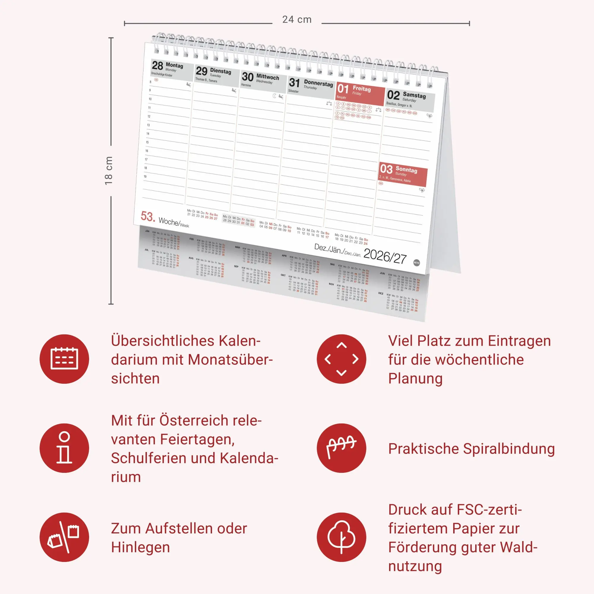 Bild: 9783756415922 | Schreibtischkalender Österreich klein 2027 | Heye | Kalender | 61 S.