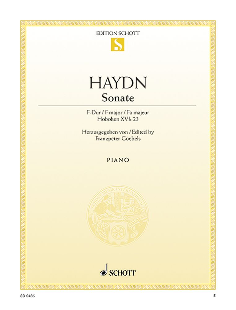 Cover: 9790001085922 | Sonate F Hob.Xvi:23 | Franz Joseph Haydn | Buch | Schott Music