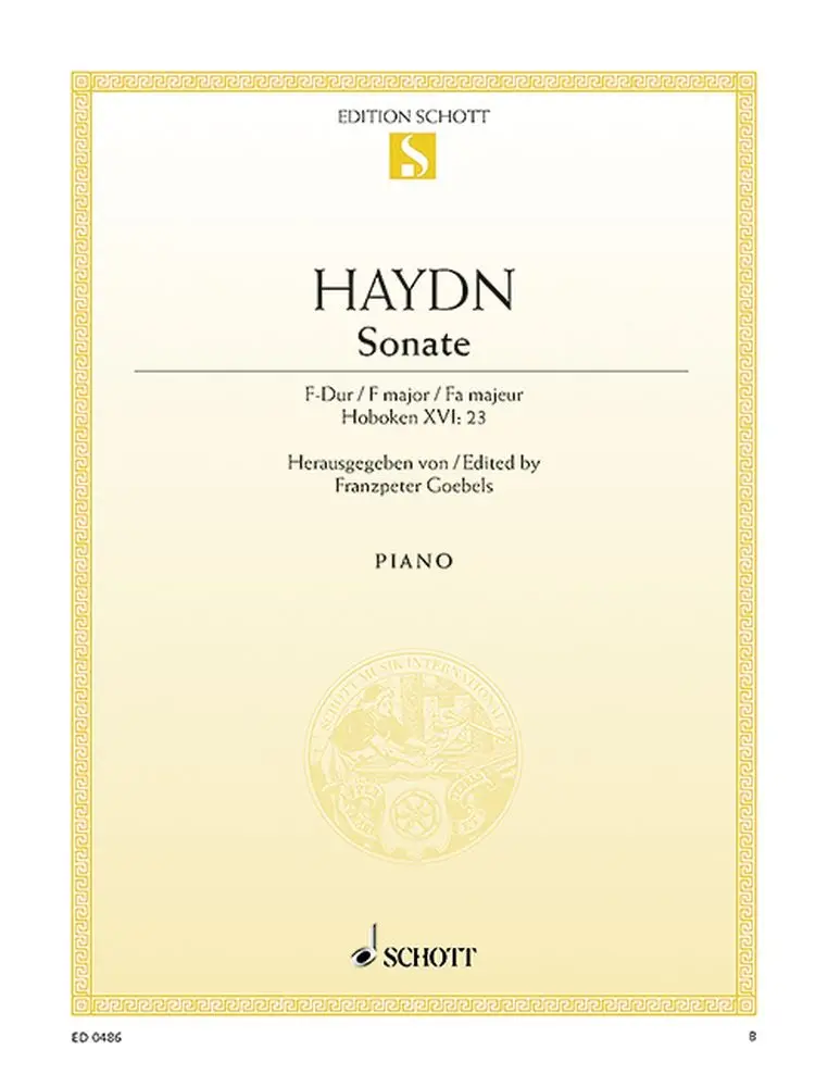 Cover: 9790001085922 | Sonate F Hob.Xvi:23 | Franz Joseph Haydn | Buch | Schott Music